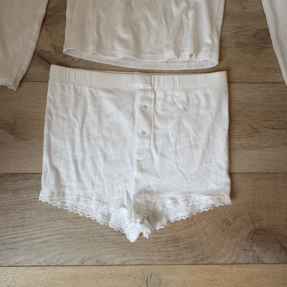 NWT VICTORIA'S SECRET Pointelle Modal Long-Sleeve & Shortie Set / Size Medium - Picture 5 of 12
